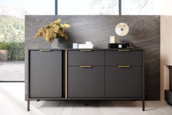 Komoda antracyt szafki i szuflady na wysokich nogach