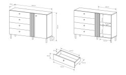 Komoda dąb craft antracyt 138cm DENVER 4