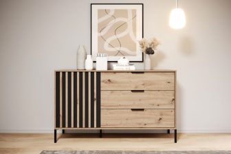 Komoda drewno z szarym