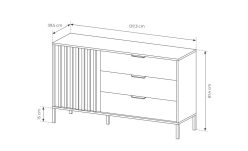 Komoda drewno z szarym z lamelami 137cm RASMUS 4