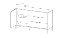 Komoda drewno z szarym z lamelami 137cm RASMUS 5