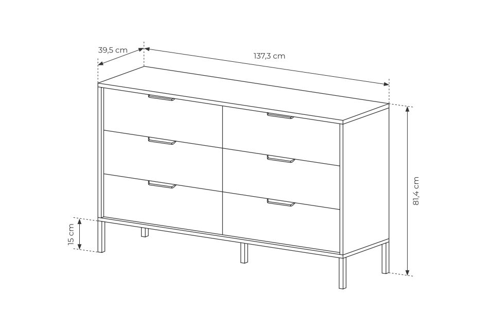 Komoda kasztan strukturowy czarna 137cm MOKKARO 1