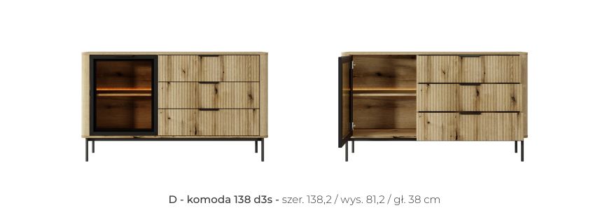 Komoda niemiecka z dużymi szufladami z podświetleniem led 138cm WILLKOMMEN 3