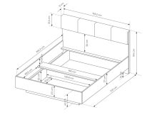 Łóżko drewno z szarym 160x200 RASMUS 5