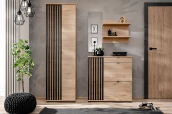 Meble do przedpokoju do kawalerki z lamelami