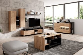 Meblościanka dąb craft złoty do salonu