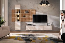 Meblościanka wisząca z lamelami i podświetleniem LED