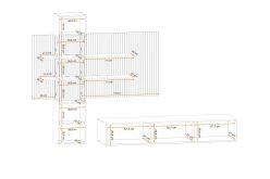 Meblościanka wisząca z lamelami LED PRISMA lux B 8