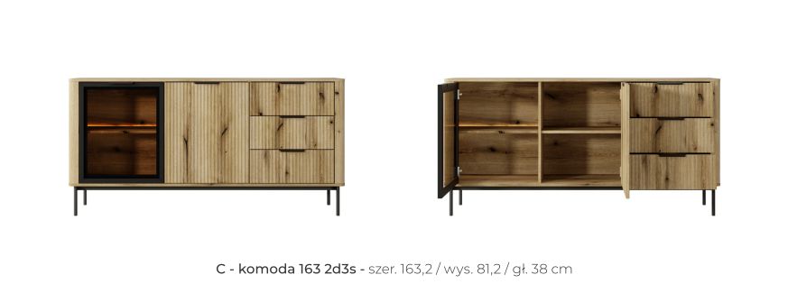 Niemiecka komoda z przeszkleniem 163cm WILLKOMMEN 3