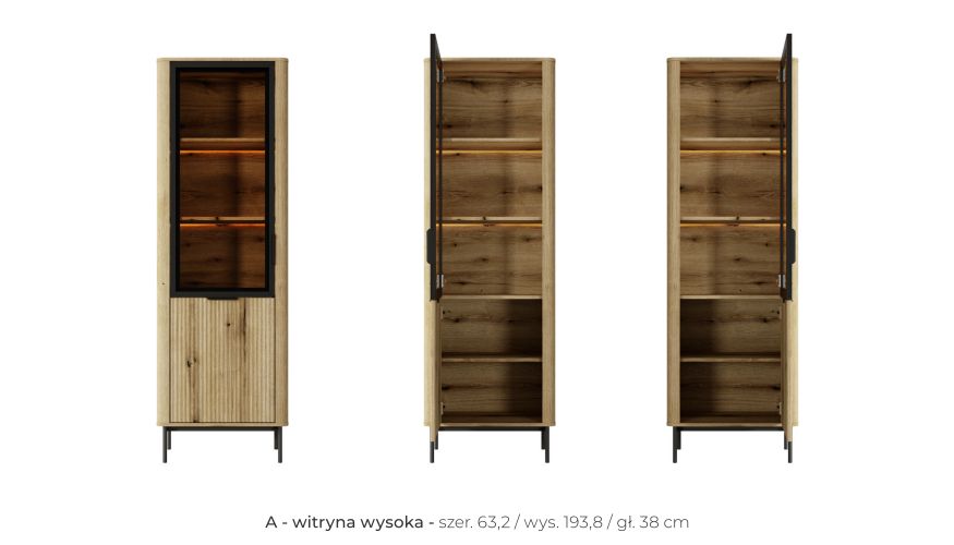 Niemiecka witryna wysoka z podświetleniem led WILLKOMMEN 3