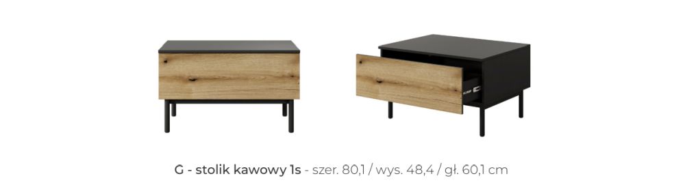 Stolik kawowy dąb evoke czarny 3