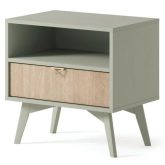 Stolik nocny eukaliptus jodełka scandi z szufladą BAUM 1