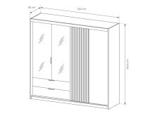 Duża szafa drewno z szarym z lustrem i lamelami RASMUS 4