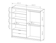 Duża szafa drewno z szarym z lustrem i lamelami RASMUS 5