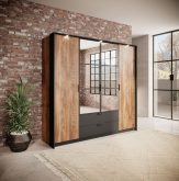 Szafa kasztan strukturowy czarna z lustrem