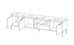 Szafka RTV 200 cm antracyt mat LAUDATE 6