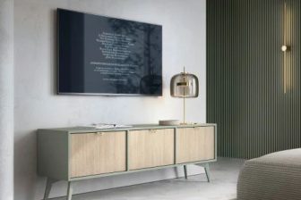 Szafka RTV eukaliptus jodełka scandi