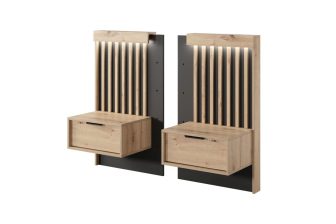 Dwie szafki nocne szare z drewnem