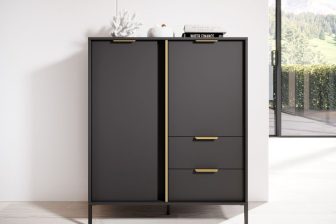 Wysoka komoda antracyt na wysokich nogach