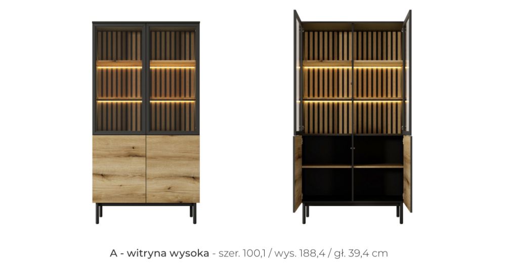 Wysoka witryna ze szkłem oświetlenie LED CALGARY 3