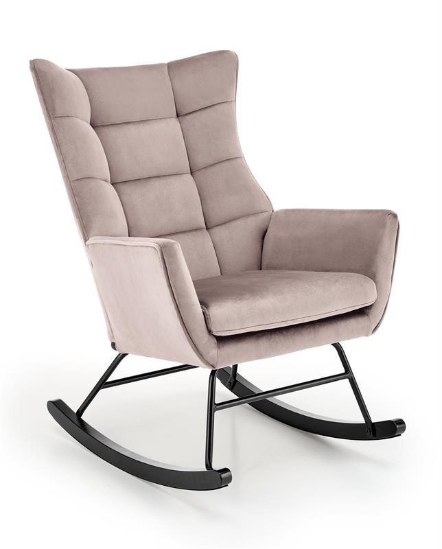 Beżowy fotel bujany do salonu