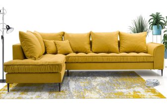 Salonowy narożnik nierozkładany z głębokimi przeszyciami