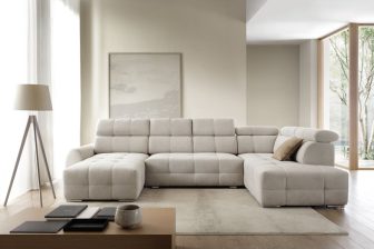 Ekskluzywny narożnik U z funkcją spania na piance HR rozkładanie PUMA