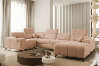 Ekskluzywny narożnik U z funkcją spania i z gniazdem USB