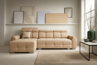 Beżowy narożnik na piance HR system rozkładania puma