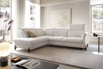 Komfortowy narożnik z funkcją spania codziennego z zagłówkami z pianką HR