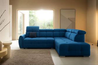 Granatowy narożnik premium z zagłówkami z funkcją spania