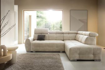 Kanapa narożna nowoczesna z oparciem z dwóch stron z zagłówkami