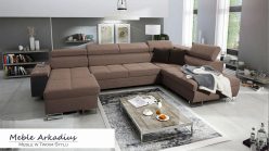 Narożnik U z funkcją spania z gniazkiem i barkiem MELLOW 6 8