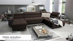 Narożnik U z funkcją spania z gniazkiem i barkiem MELLOW 6 9