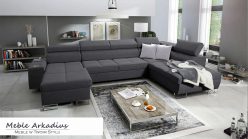 Narożnik U z funkcją spania z gniazkiem i barkiem MELLOW 6 5