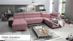 Narożnik U z funkcją spania z gniazkiem i barkiem MELLOW 6 4