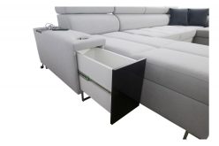 Narożnik U z funkcją spania z gniazkiem i barkiem MELLOW 6 14