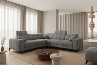 Szary narożnik z funkcją spania z gniazdem USB