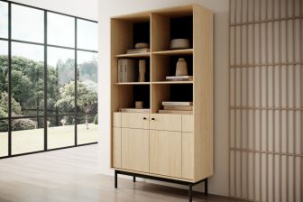 Duży regał dąb linea z drzwiczkami