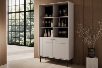 Duży regał kaszmir z drzwiczkami w stylu japandi