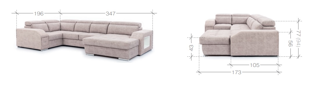 Narożnik U z funkcją spania z barkiem TULIA U 8