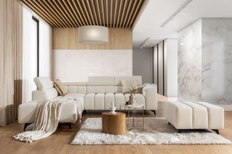 Piękny narożnik salonowy z przeszyciami