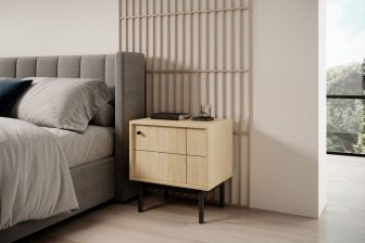 Szafka nocna dąb linea na czarnych wysokich nogach