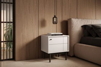 Urokliwa szafka nocna kaszmir z czarnymi nogami