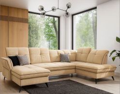 Luksusuwoy narożnik U do salonu z funkcją codziennego spania