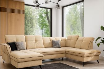 Luksusuwoy narożnik U do salonu z funkcją codziennego spania