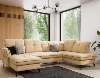 Luksusuwoy narożnik U do salonu z funkcją codziennego spania