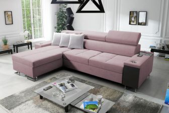 Narożnik z funkcją spania z barkiem z gniazdem elektrycznym