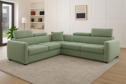 Jasny zielony narożnik z zagłówkami z funkcją spania