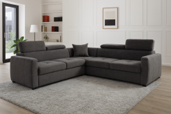 Nowoczesny narożnik z zagłówkami z funkcją spania